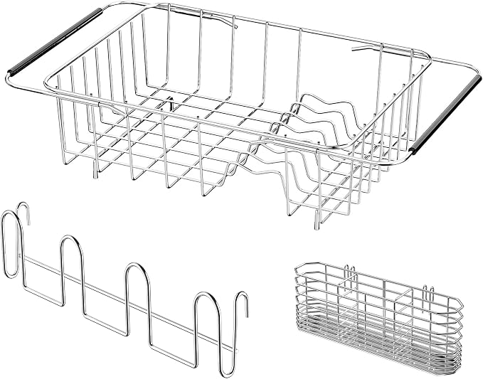 NiuYichee Stainless Steel Dish Drying Rack, Expandable Drain Rack Over Sink by NiuYichee