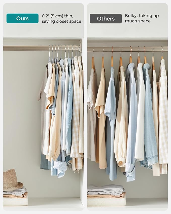 SONGMICS Plastic Clothes Hangers, Space-Saving | 0.2 Inches Thick, 17.7 Inches - Image 7