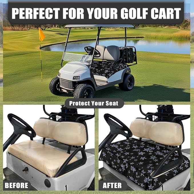 Golf Cart Seat Cover Cushion Designed to Keep Seats Clean and Dry, Featuring Waterproof Layer and Soft Breathable Fabric
