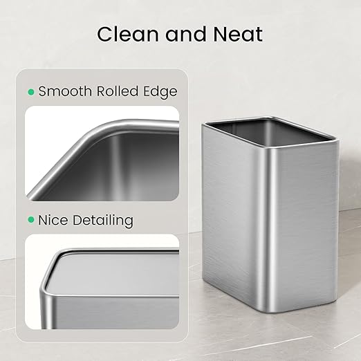 Cesun Small Bathroom Trash Can, 2.1 Gallons, Under Sink Wastebasket, Stainless - Image 5