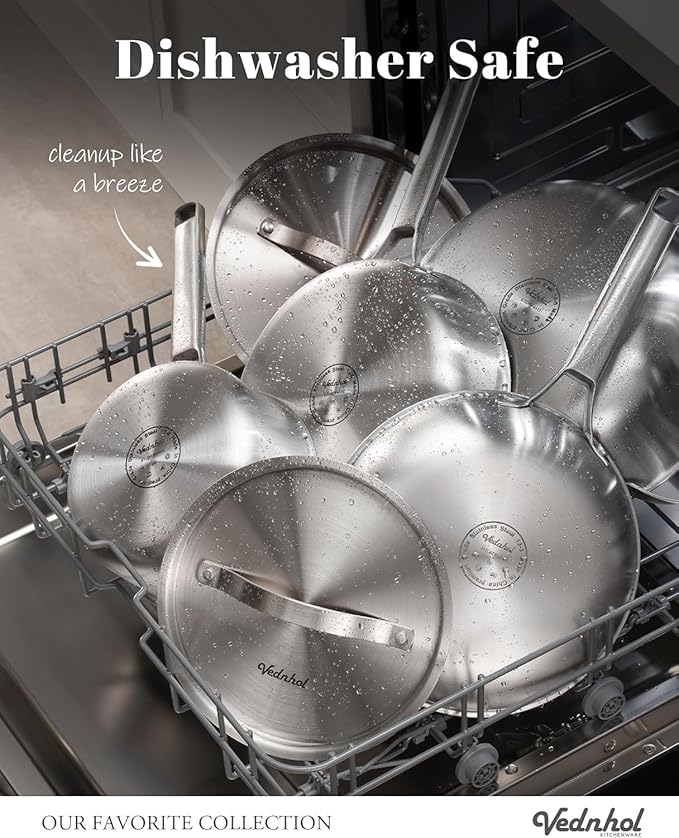 Stainless Steel Saute Pan with Stainless Steel Lid 6-Quart,12-Inch Deep Skillet,Dishwasher&Oven Safe,Induction&All Stove Compatible,Brushed Finish