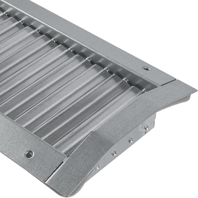 17" x 5" Grille for Round Spiral Duct - Galvanized Steel Register Vent Cover for HVAC Ducting System - 2 Way Adjustable Louver Blades - Air Duct Ventilation Grill Conditioner/Air Exhaust