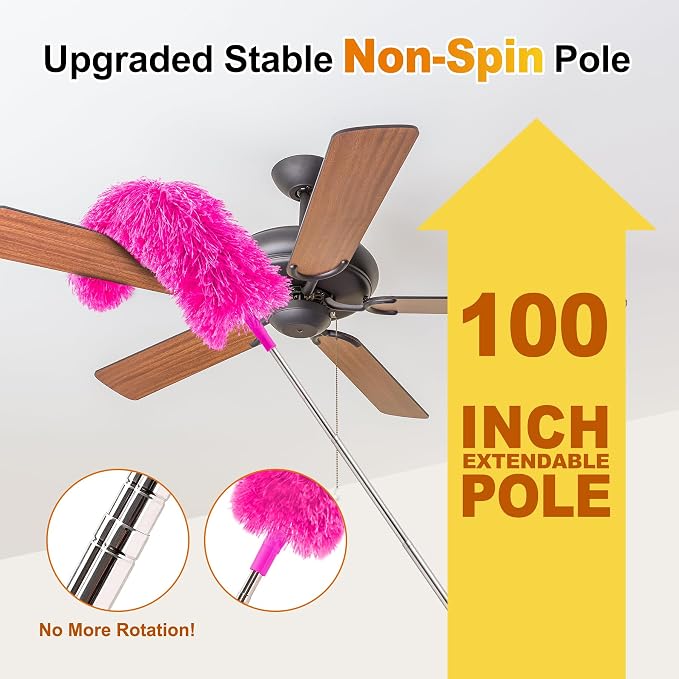 Tiumso 5-in-1 Duster with Extension Pole 100 inch Extendable Dusters - Image 2