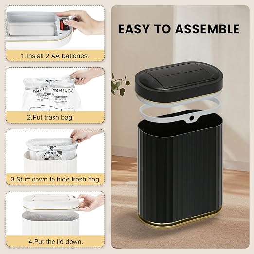 ELPHECO Motion Sensor Bathroom Trash Can - Image 2