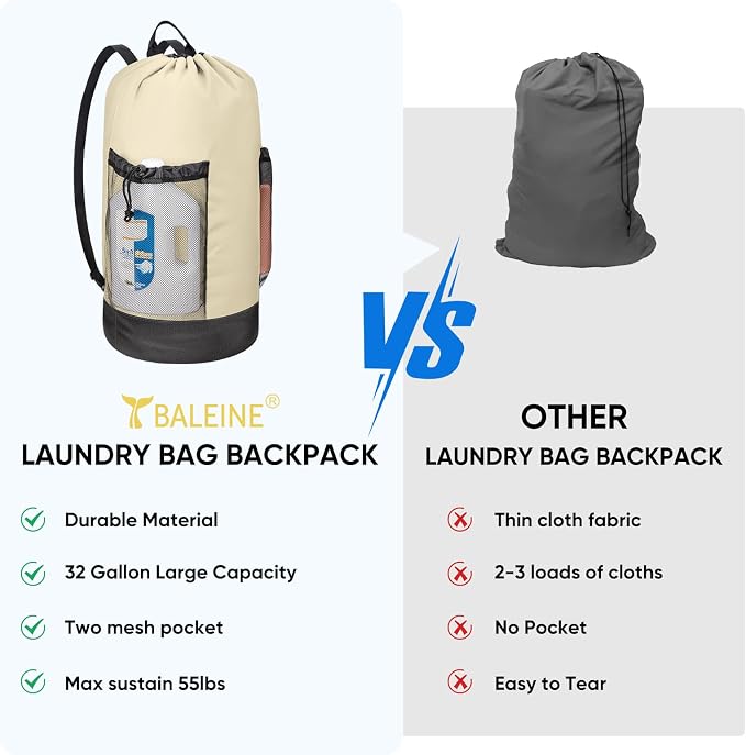 BALEINE 150L Laundry Bag Backpack, 900D Oxford Fabric Large Travel Laundry Bags - Image 6