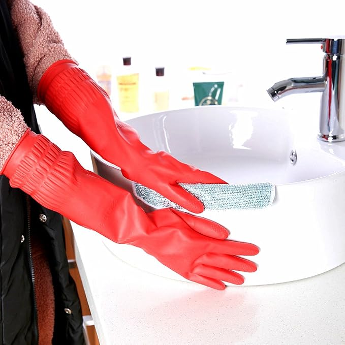 Rubber Cleaning Gloves Kitchen Dishwashing Glove 6-Pairs, Waterproof Reuseable. - Image 5
