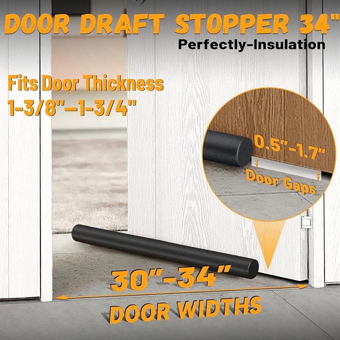 MAXTID Large Door Draft Stopper 32 Inch, Adjustable Twin, Under Door Draft - Image 3