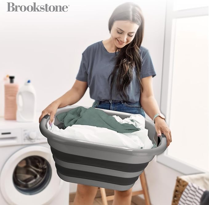 BROOKSTONE 11 GALLON XL 24" Collapsible Laundry Basket & Clothes Hamper - Image 2