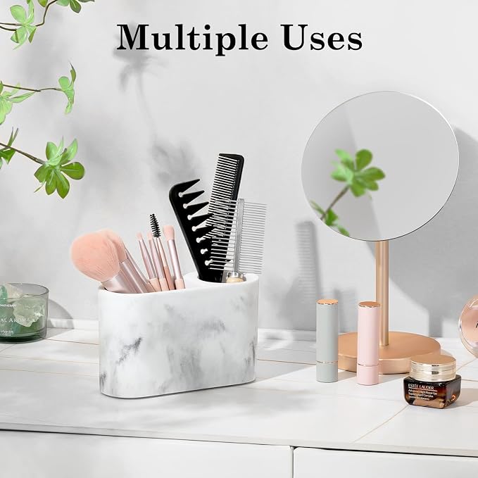 Luxspire 2 Slots Toothbrush and Toothpaste Holder, Gravel White | Resin - Image 5