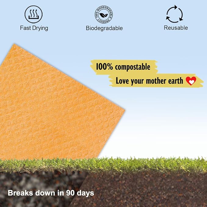 MoLKENE Swedish Dishcloths for Kitchen, 10 Pack Cellulose Sponge Cloths | - Image 6