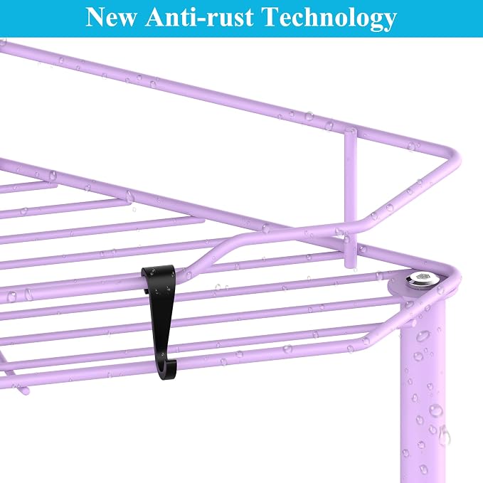 HuggieGems Metal Floor Standing Corner Shower Caddy, Light Purple, 4 Tier - Image 3
