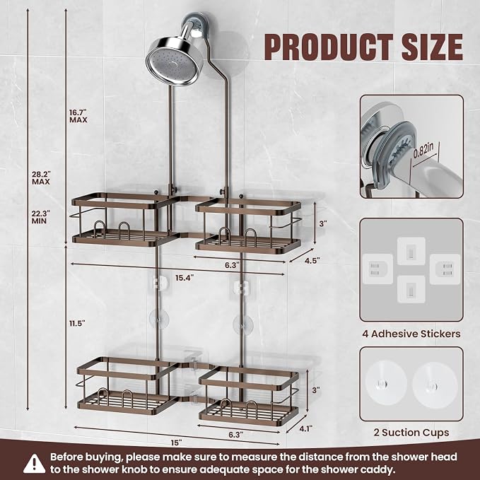 REINHARDT Adjustable Shower Caddy Hanging - Image 6