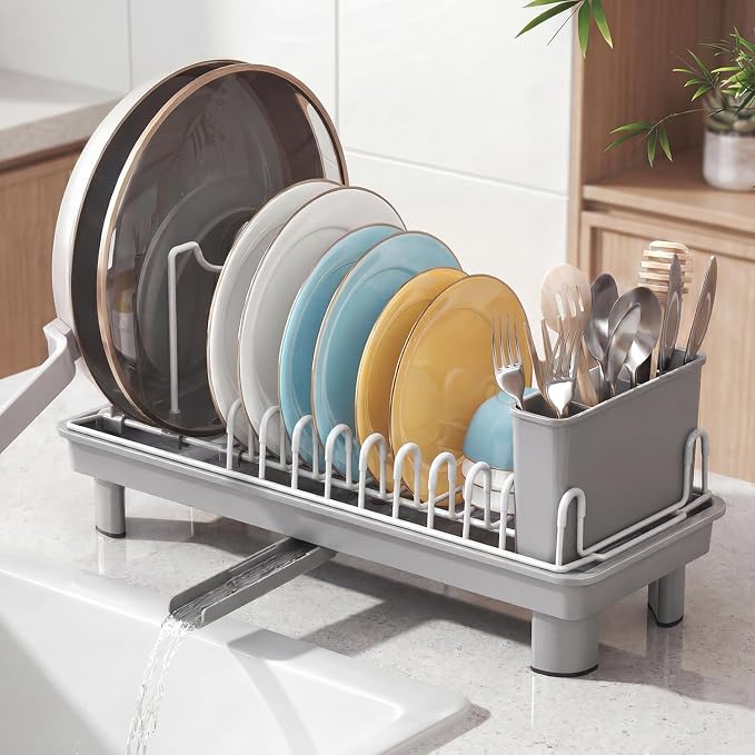 Small Dish Drying Rack with Drainboard, Compact by Nfnoyp
