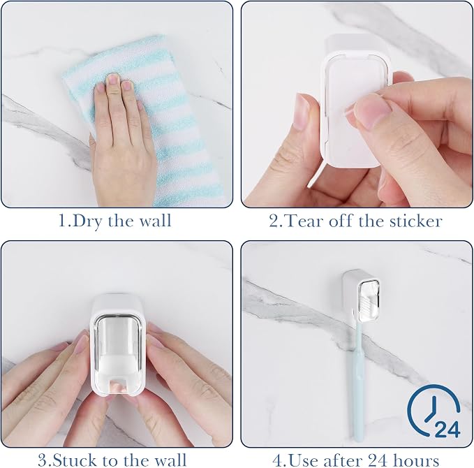 4 Pack Toothbrush Holders for Bathrooms Shower, Wall Mount Toothbrush Organizer - Image 4