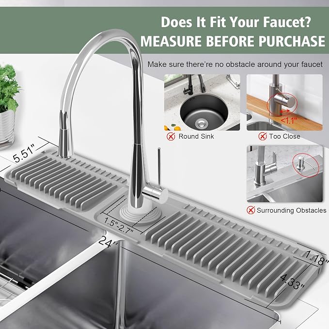 24-Inch Kitchen Sink Splash Guard Mat | 7° Slope - Image 3