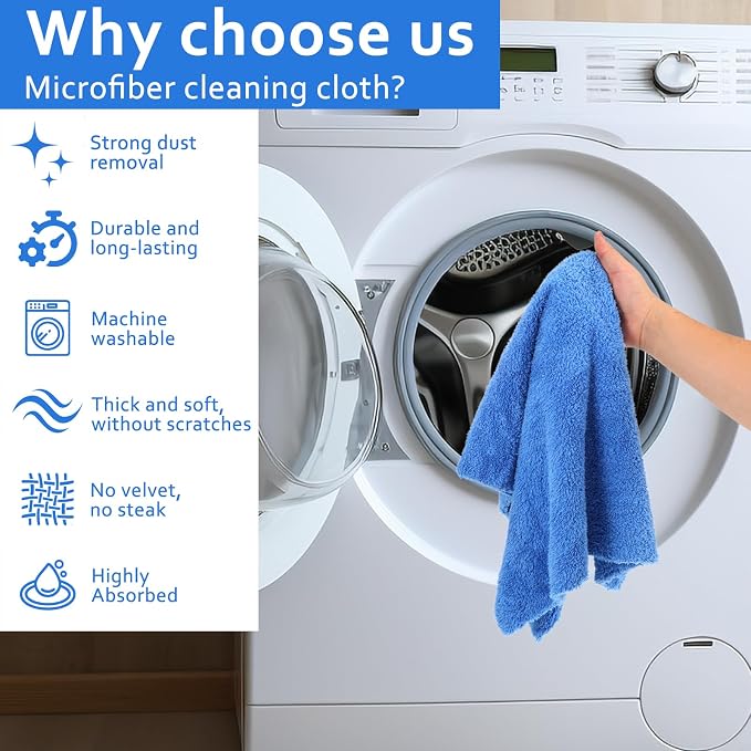 5 PCS Extra Large Microfiber Cleaning Cloth 30"x20", Washable Reusable Floor - Image 3