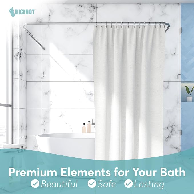 BigFoot Shower Curtain Hooks, Stainless Steel, Rust-Resistant, Easy Install | - Image 5