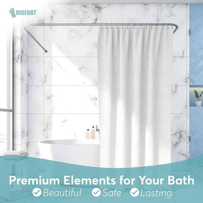 BigFoot Shower Curtain Hooks, Stainless Steel, Rust-Resistant, Easy Install | - Image 5