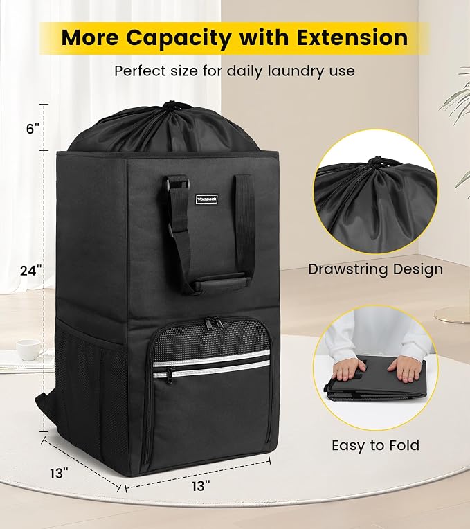 Vorspack Laundry Backpack with Shoulder Straps, Extra Large Hamper, Structured - Image 2