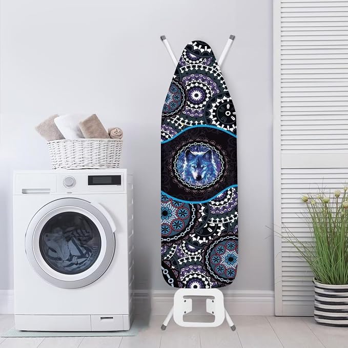 Ironing Board Cover and Pad Mandala Wolf Print Full Size Ironing Mat - Image 4
