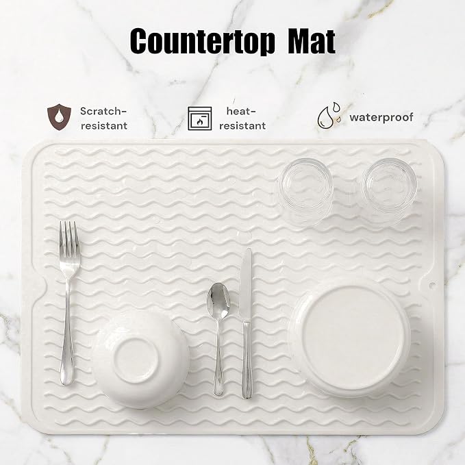 MicoYang Silicone Dish Drying Mat — Quick-Dry Ridges Counter & Sink Pad - Image 3