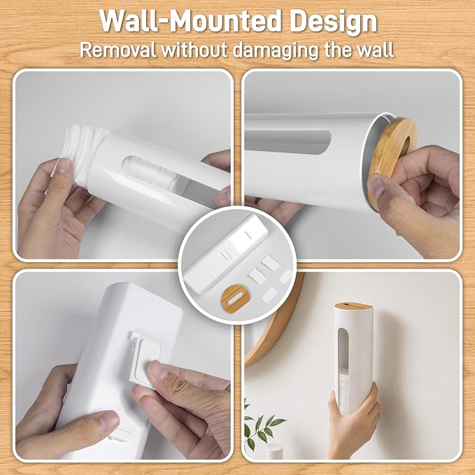 Cotton Pad Holder, Wall Mounted Cotton Round Dispenser, Makeup Pad Containers - Image 4