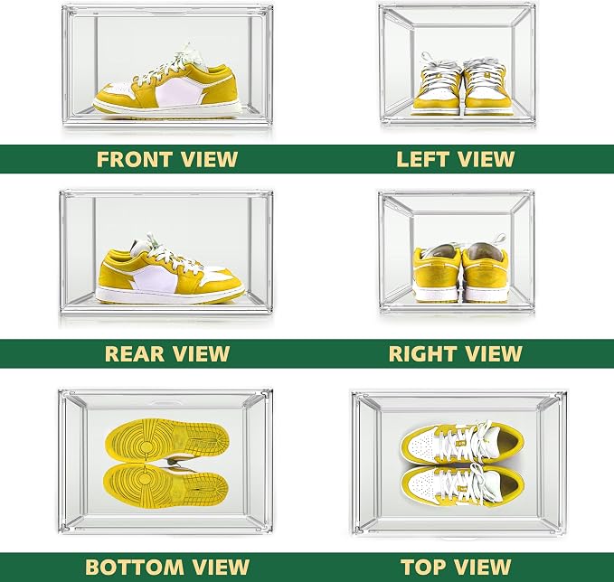 3 Pack X-Large Acrylic Shoe Display Case Size 14, Wide Magnetic Door - Image 4