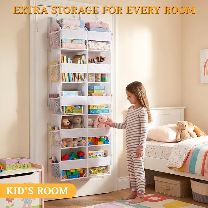 Over The Door Organizer 5 Tiers, Extra Large Behind Door Storage of 10 - Image 5