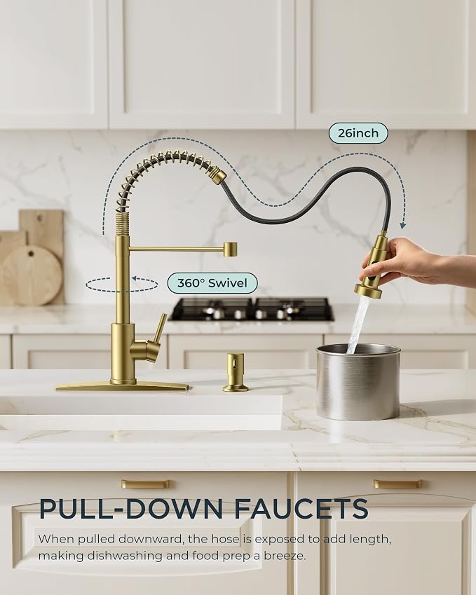 FORIOUS Gold Kitchen Faucet - Image 2