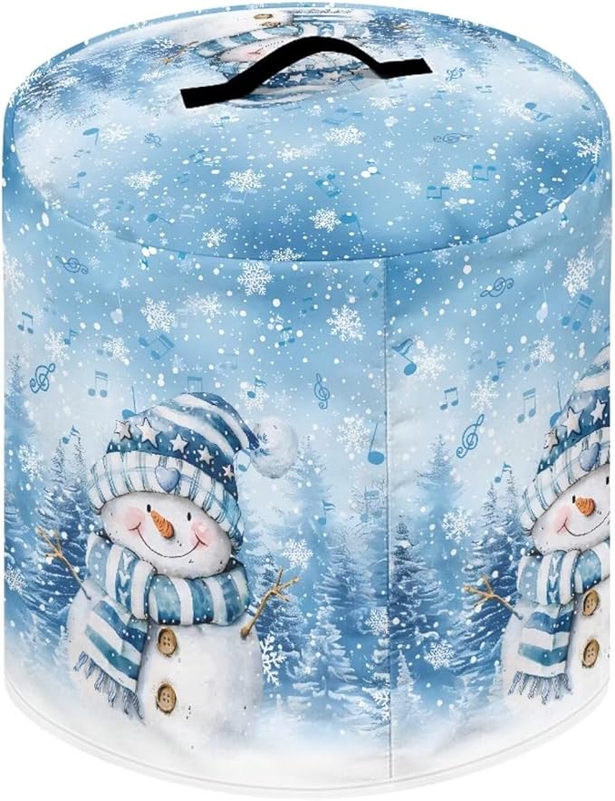 Xoenoiee Blue Christmas Tree Snowman Pattern Kitchen Appliance Dust Covers with Pockets, Electric Pressure Cooker Cover Compatible with Crock Pot, Rice Cooker Cover, for 3 Qt