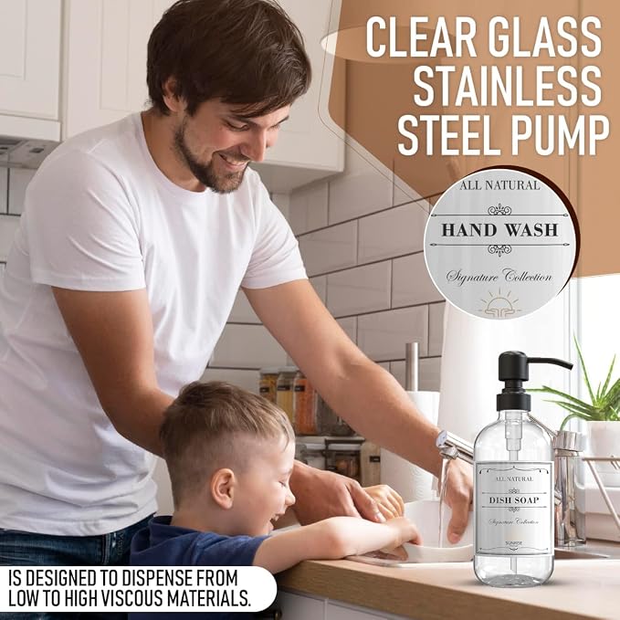 Sunrise Premium Clear Glass Soap Dispenser - Image 6