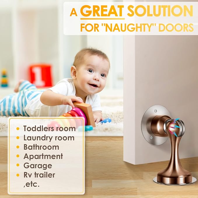 Door Stoppers Magnetic Door Catch, Stainless Steel Magnetic Door Stop 2 Pack - Image 3