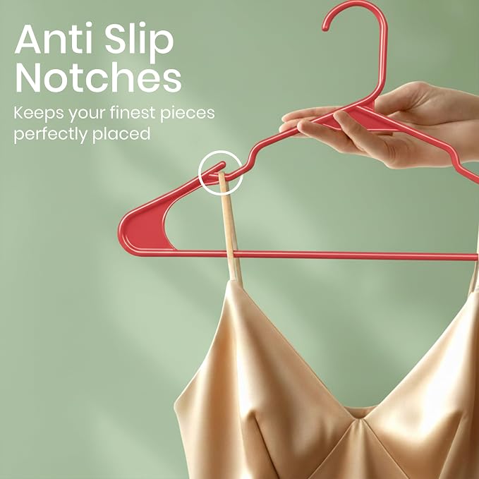 Utopia Home Plastic Hangers 50 Pack – Space Saving Clothes Hanger Red | Durable - Image 3