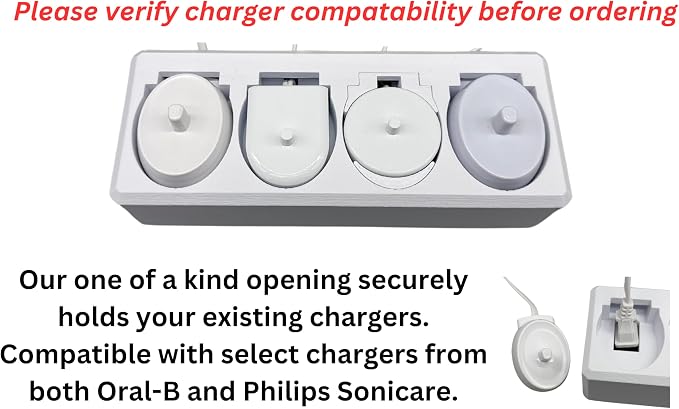 4 Slot Family Electric Toothbrush Charger Holder and Bathroom Organizer - Image 3