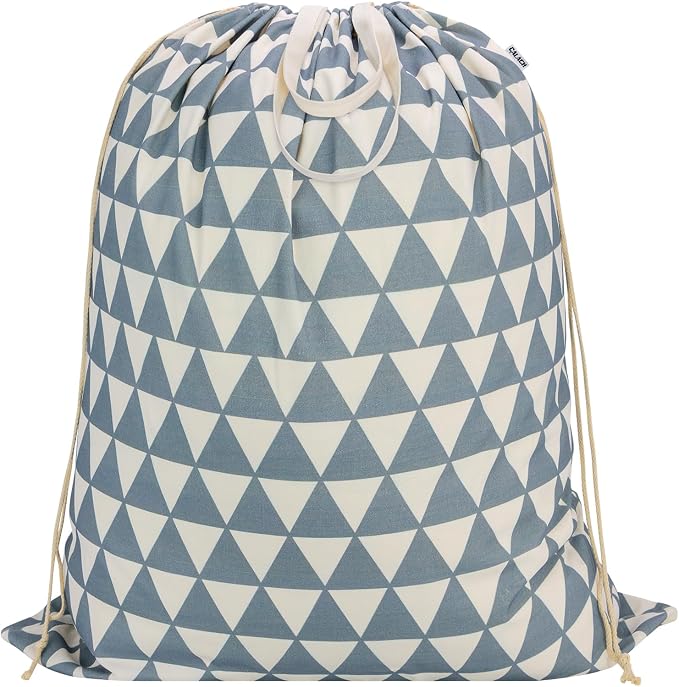 Canvas Laundry Bag 33"Wx 35"H, Heavy Duty Hamper Liner, XL Gray Triangle by CALACH