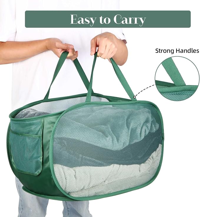 Sturdy Mesh Pop Up Laundry Hamper, Collapsible Laundry Baskets - Image 4