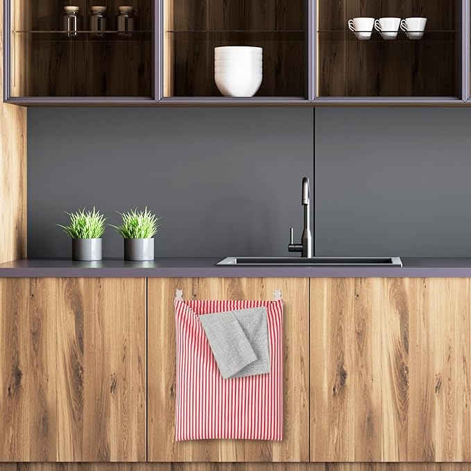 Reusable Dirty Rag Storage Linen Bag, Vertical Stripes - Image 8