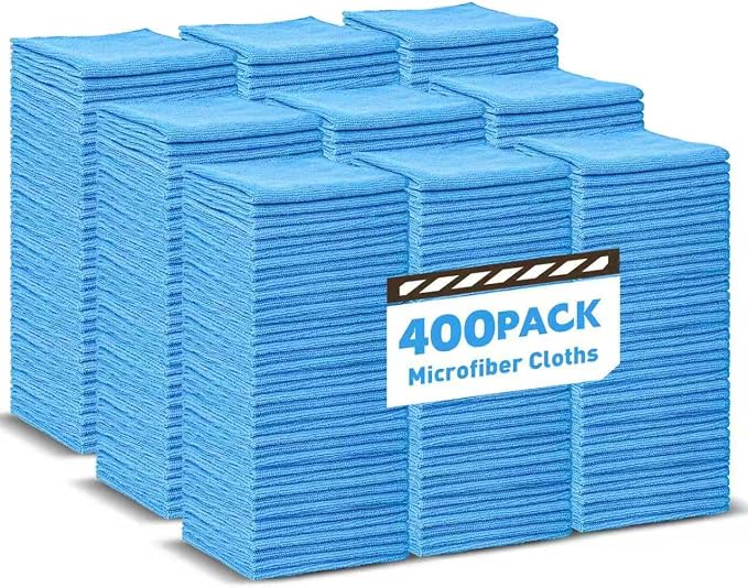 TEAWOO Blue Microfiber Towels Bulk-400 Pack, Cleaning Cloths Bulk | Microfiber by TEAWOO