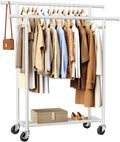 HYSEYY Clothes Rack, Double Rods Rolling Clothing Rack by HYSEYY
