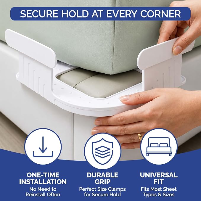 Bed Sheet Holder for Corners – Keeps Sheets Tight & Wrinkle-Free – Fitted Sheet - Image 3