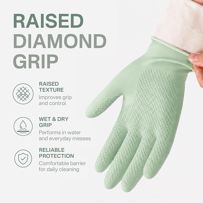 Cleaning Rubber Gloves, Waterproof Non-Slip Long Cuff Dishwashing Household - Image 4