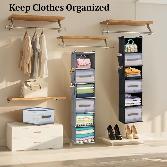 Hanging Closet Organizer, 6-Shelf w/ 3 Drawers & Pockets, made of non-woven - Image 2