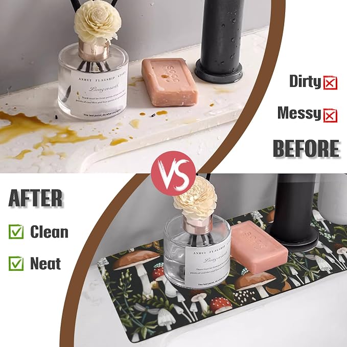 Sink Faucet Absorbing Mat, 2 Pack Drying Mat Around Faucet Sink Splash Guard - Image 5