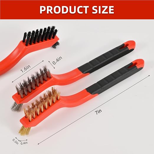 3PCS Wire Brushes for Cleaning Rust, Brass & StainlessSteel Bristles - Image 3