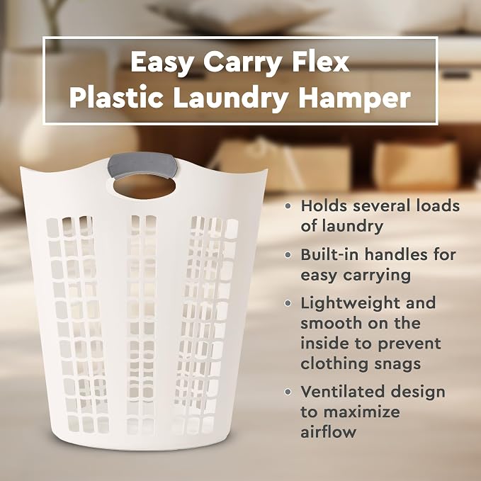 Gracious Living 2 Pack Easy Carry Flex Hamper, Large 87.5L Laundry Basket - Image 3