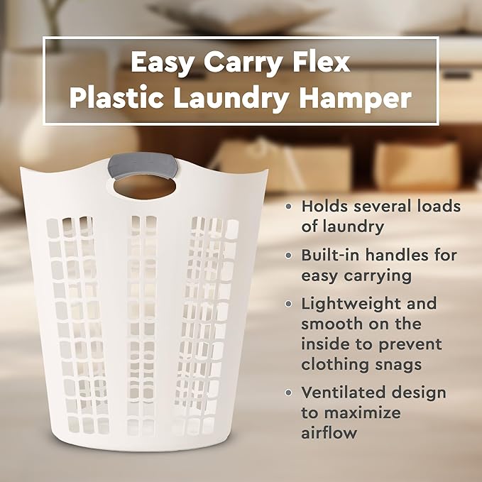 Gracious Living Easy Carry Flex Hamper, Large 87.5 Liter Lightweight Plastic - Image 3