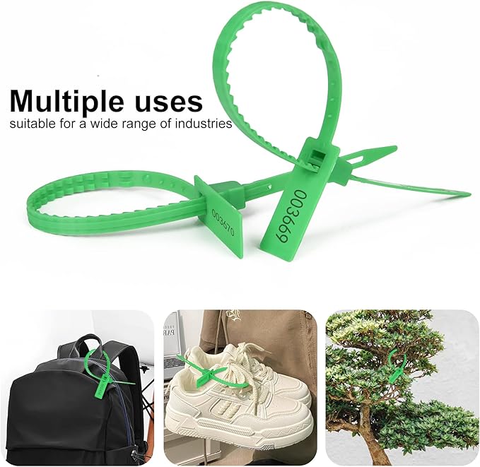 Heavy Duty Plastic Self Locking Tamper Evident Shipping Security Straps 337 mm 13.2" (100 Green)
