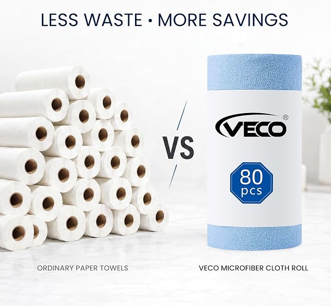 Veco Microfiber Cleaning Cloth Roll 80 PCS - Image 2