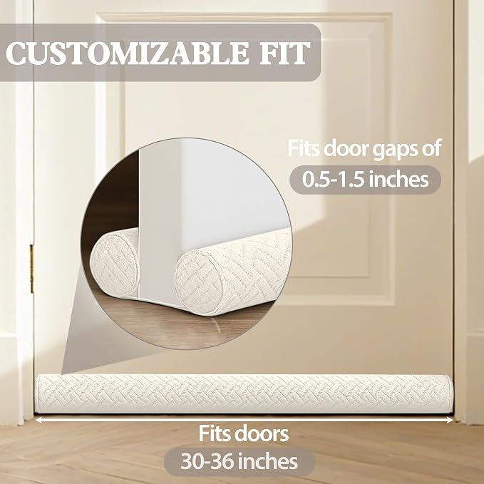Ciieyuo Velvet Under Door Draft Stoppers Sound Blocker, door draft blocker - Image 2