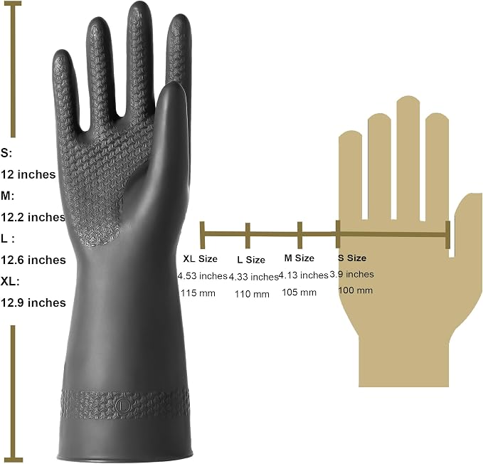 Chemical Resistant Latex Gloves, Cleaning Protective Safety Work | Heavy Duty - Image 2
